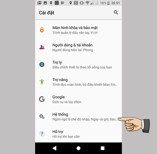 Vào cập nhật phần mềm